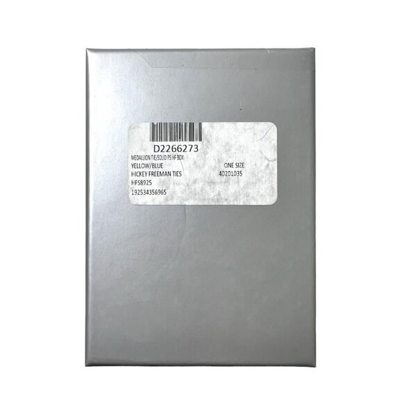 Hickey Freeman Mens Blue Yellow Silk Medallion Tie and Handkerchief Box Set New - Picture 5 of 8